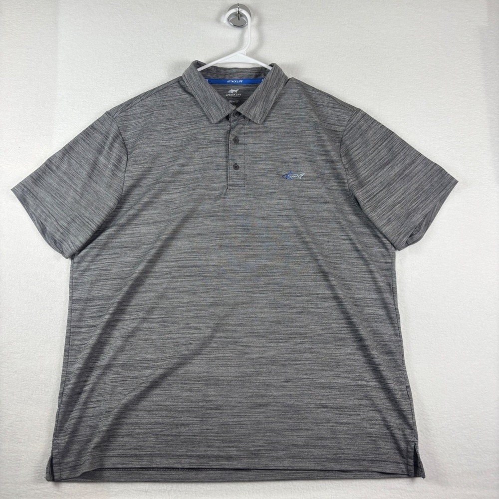 Attack Life Greg Norman Mens XXL Gray Space Dye Play Dry Performance Polo Shirt